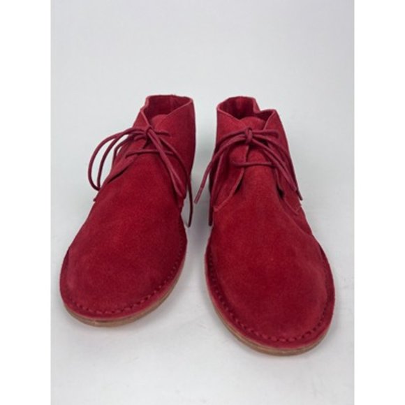 Gee WaWa Red Suede Round Toe Lace Up Ankle Chukka Boots Size 9 - Picture 2 of 10